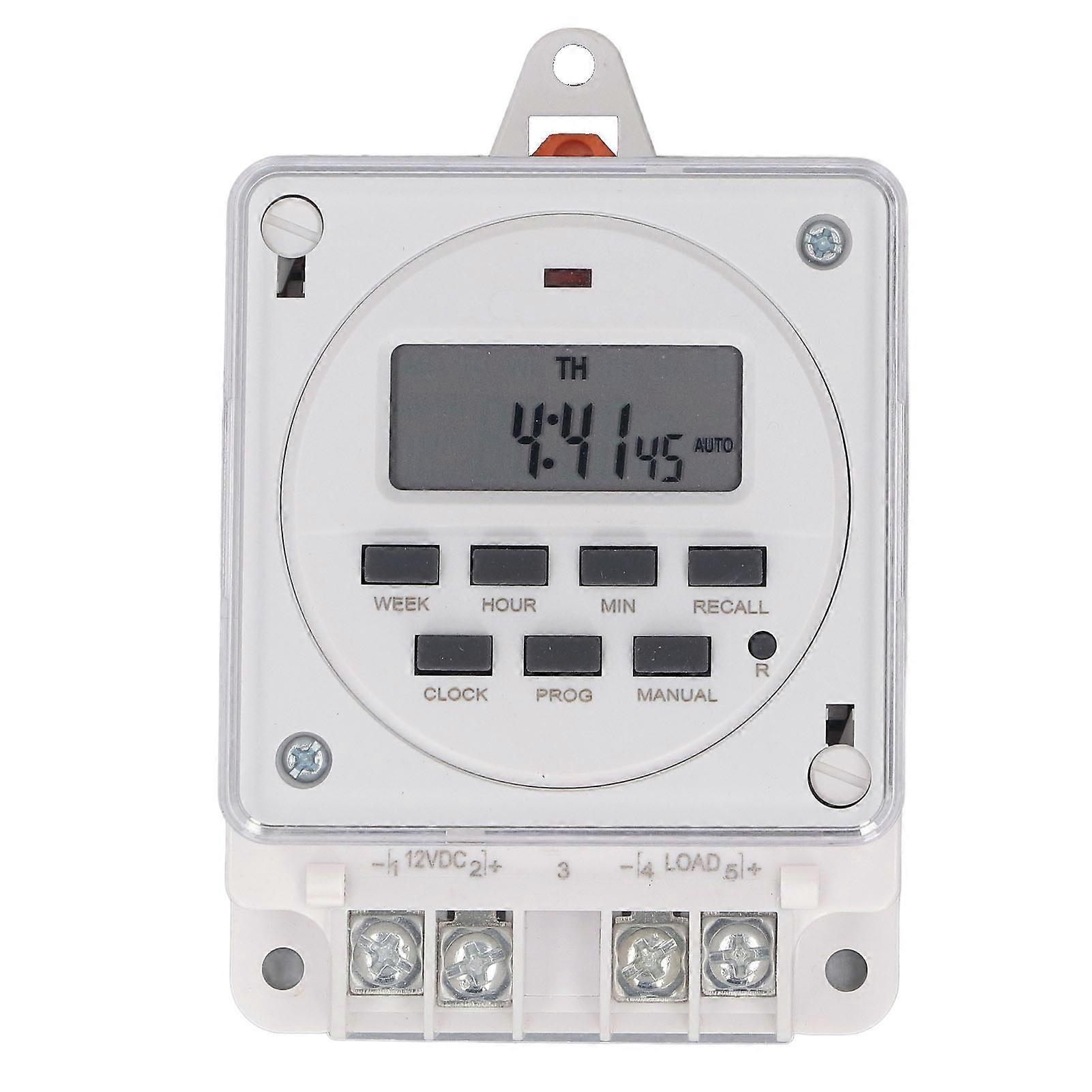 Digital Timer Switch 7 Day Programmable 8 On Off Settings Per Day High Accuracy Time Control Switch DC12V 16A