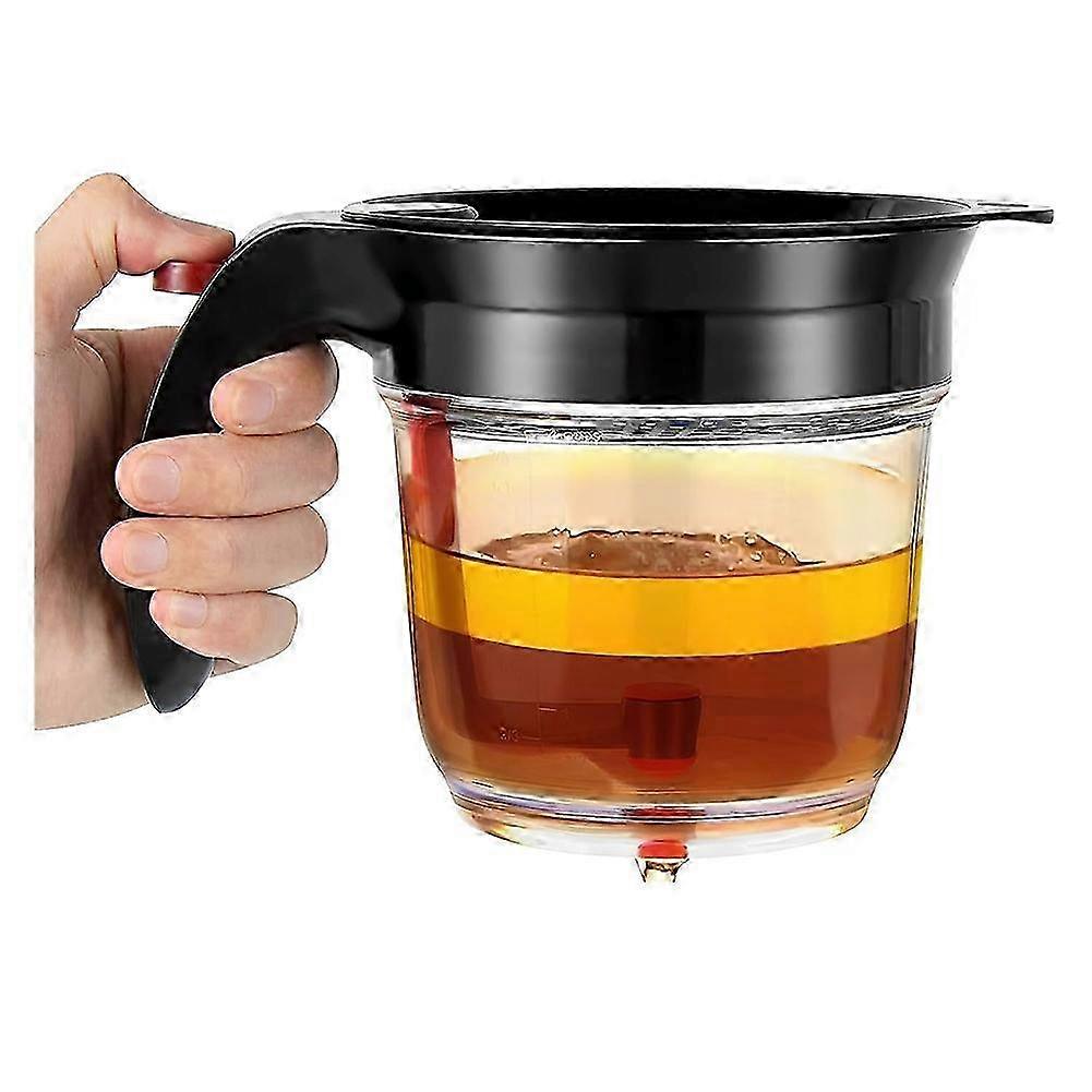 Fettabscheider mit Bodenentriegelung, Ölsieb, Soßenabscheider, 4 Tassen/1000 ml für Soßen und andere Flüssigkeiten, Schwarz JH2