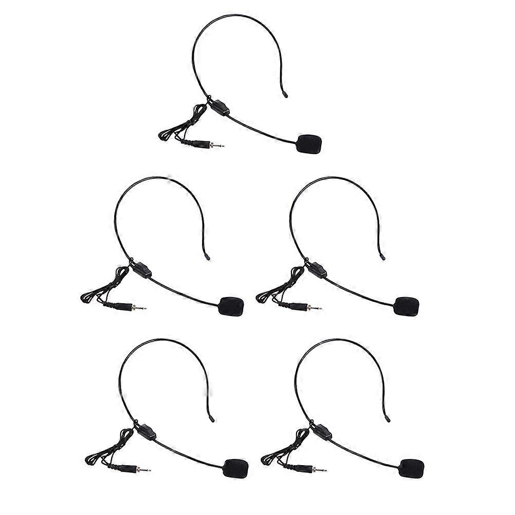 Black Threaded Microphone Headset for Teacher 5Pcs Flexible Wired Mic