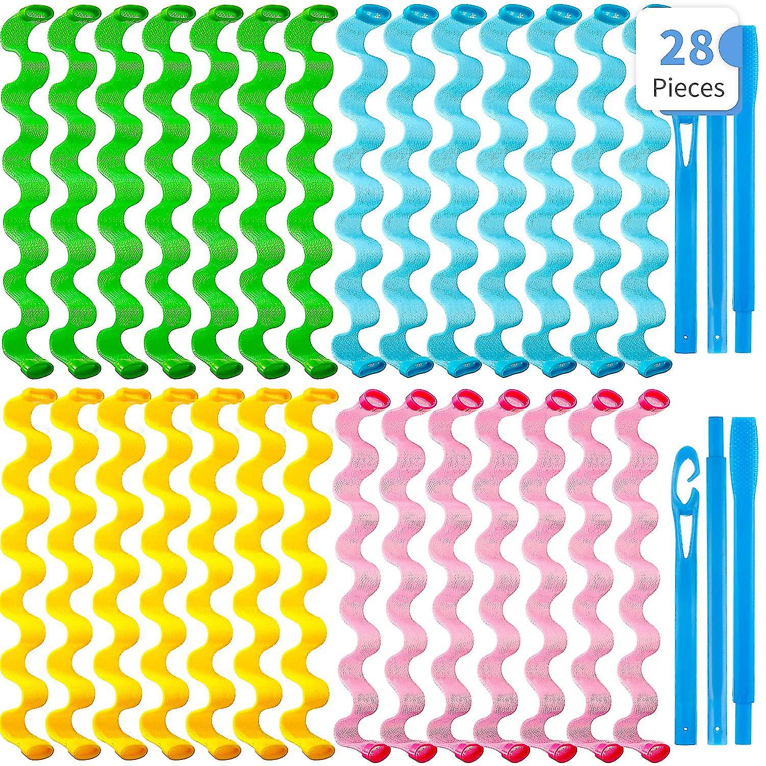 28 Adet Saç Kıvırıcı Spiral Bukleler Hayır Isı Dalgası Saç Kıvırıcı 25 Cm