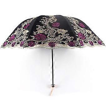 Lace Folding Women Rain Umbrella - Elegant, Wind Resistant, Lightweight, Perfect for Travel & Stylish Gift