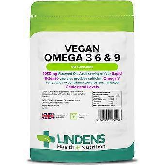 Lindens Vegan Omega 3 6 & 9 - 1000mg Lijnzaadolie - 90 Capsules