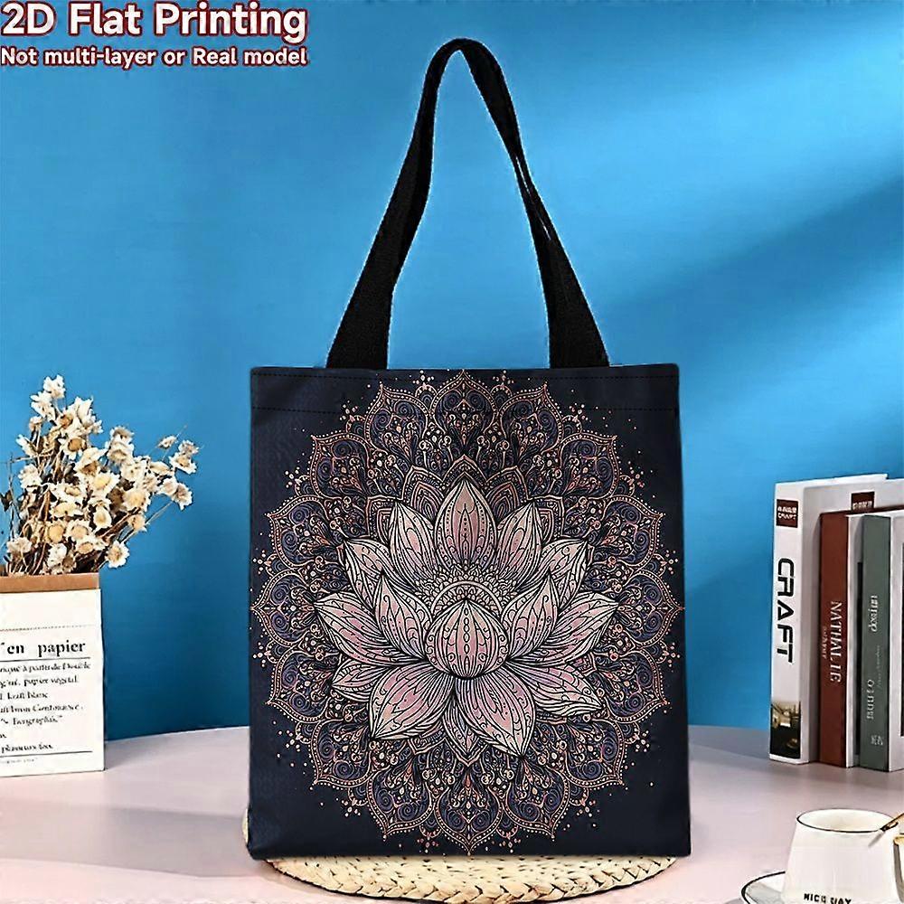 Mandala 2D plat, 1 pièce, pour sac cabas en toile à motif lotus, élégant et raffiné, grande capacité, réutilisable, 2D Fl-Rpolk