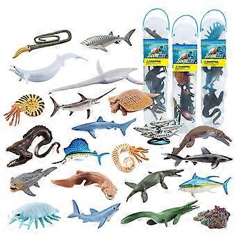 25Pcs Mini Ocean & Prehistoric Sea Creature Figurines Set, PVC Marine Life Models, Includes Sharks, Fish, Squid, Narwhal & More  Educational Toy Set f