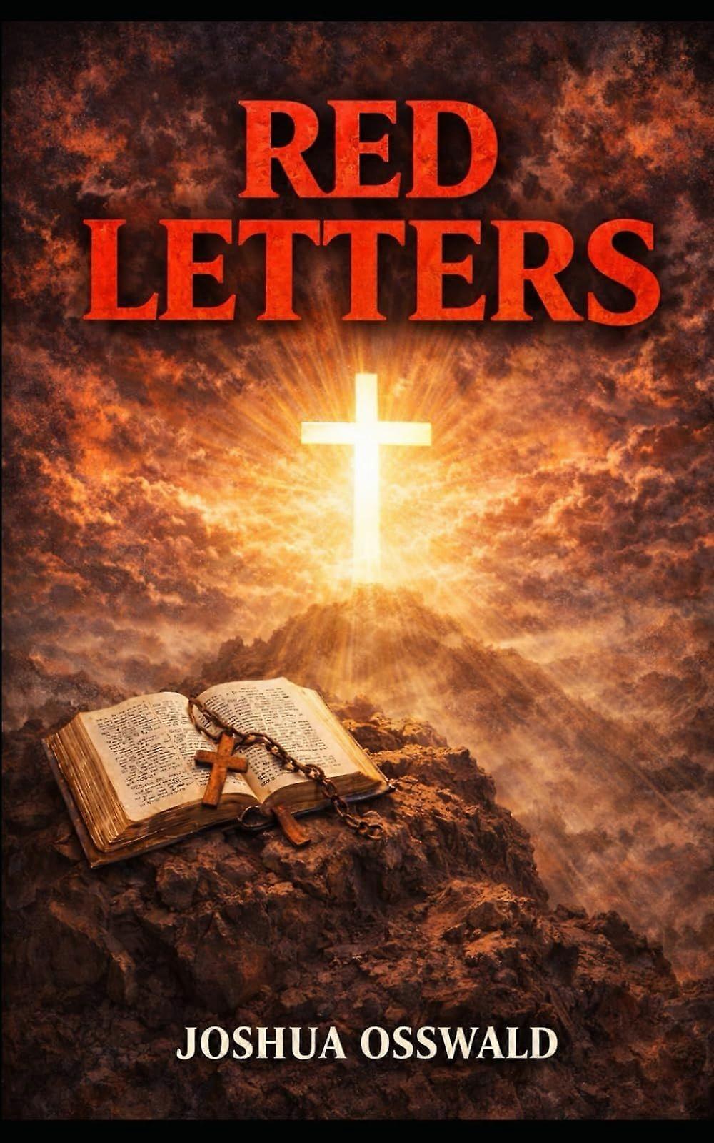 Red letters.