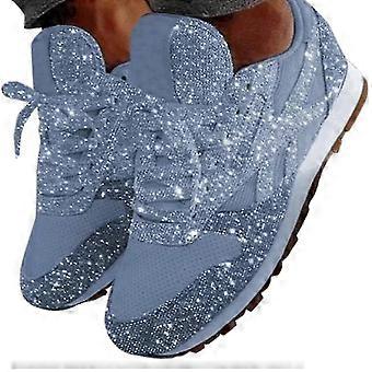 Damen Glitzer Pailletten Fitness Sparkly Turnschuhe Turnschuhe Schnüren Sport Turnschuhe