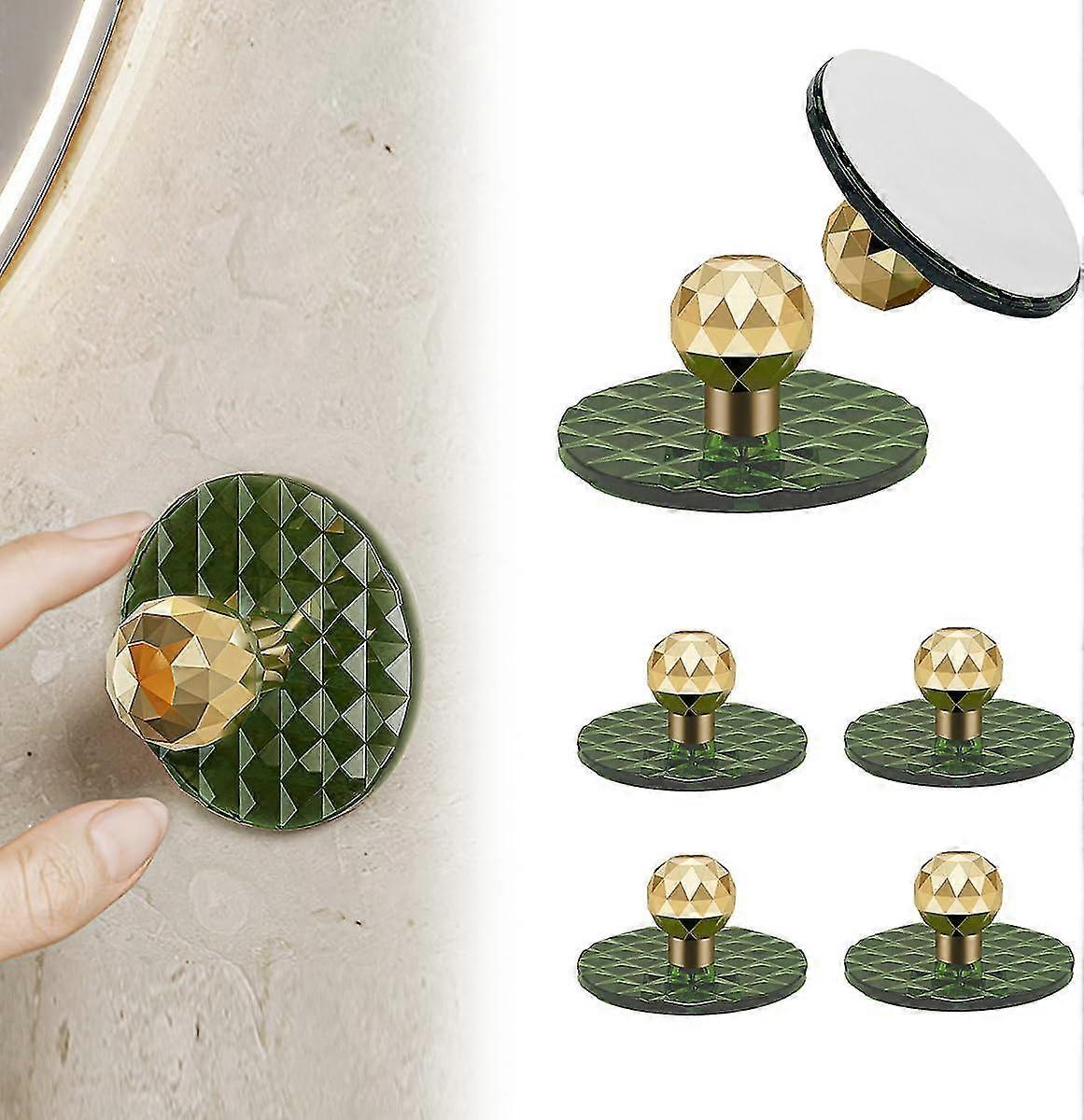 6 Pack Self-Adhesive Knobs for Cabinets Acrylic Diamond Shaped Mirror Doors Knobs Plastic Self-Stick Handle Pull for Cupboard Glass Cases Sliding Doo