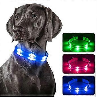 Leuchtendes Hundehalsband – USB-wiederaufladbares, reflektierendes Welpenhalsband. Verstellbare LED-Halsbandbeleuchtung für nächtliche Spaziergänge mit dem Hund (Größe L, Blau).
