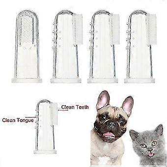 4pcs Dog Finger Toothbrush Dental Hygiene Finger Brushes compatible with Small to Large Dogs Cats and Most Pets
