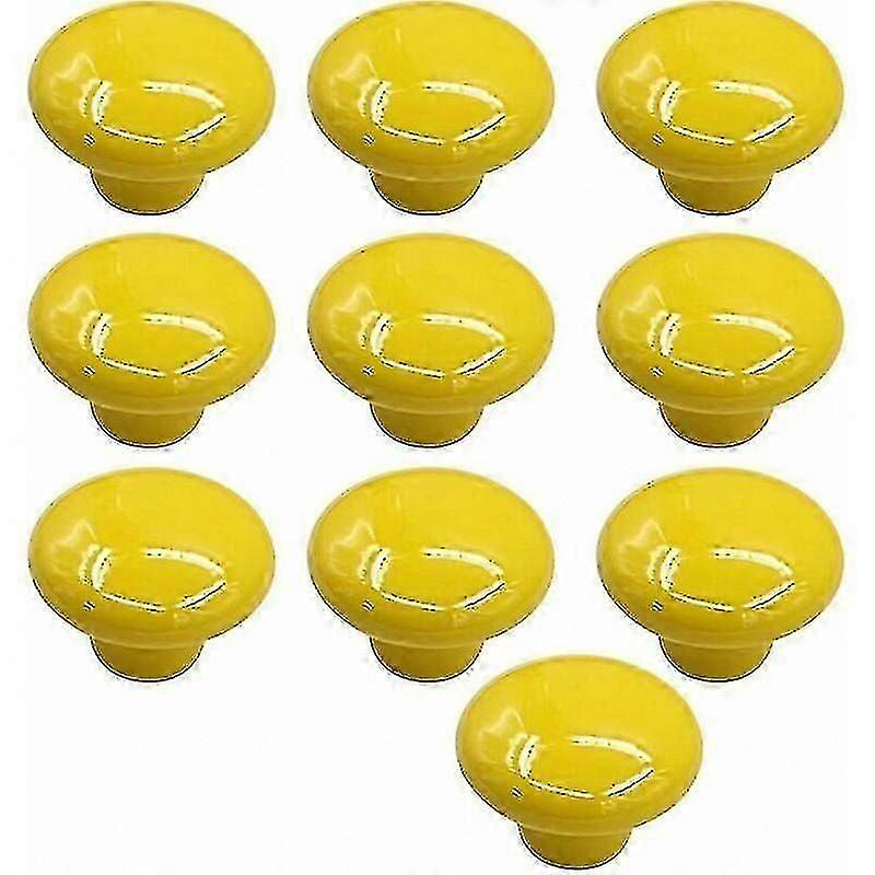 10 Pack Yellow Ceramic Cabinet Knobs 33mm Drawer Pulls Kitchen Door Handles