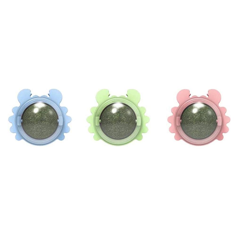 3PCS Catnip Wall Ball Toys Edible Licking Toy Chew Toy Teeth Cleaning Bite Toy Rotatable Indoor Toy