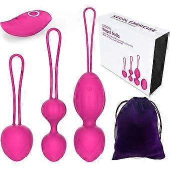 Kegel-Kugel-Set, Beckenbodentrainer für Frauen mit 3 Silikongewichten für Beckenbodentraining, Rose
