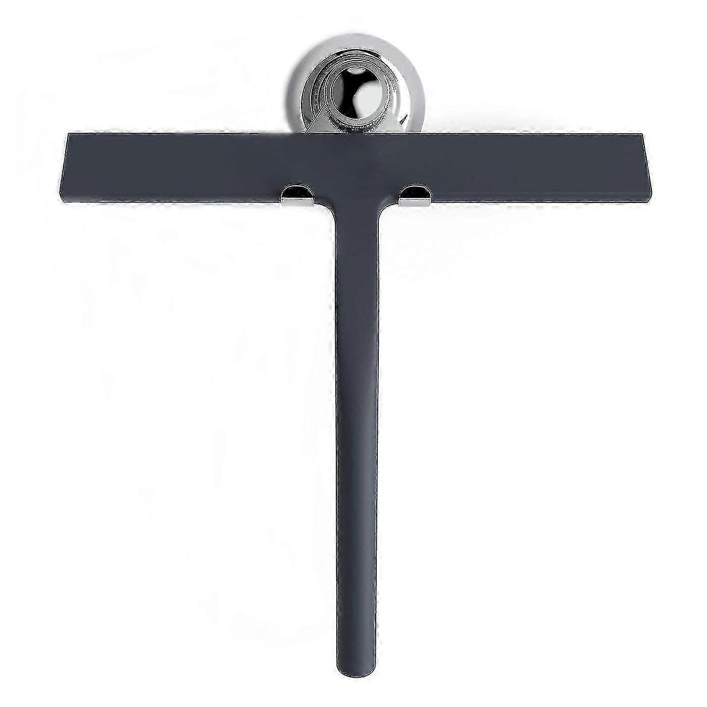 Window Squeegee 23 cm Black with Suction Cup Holder for Bathroom Shower Use