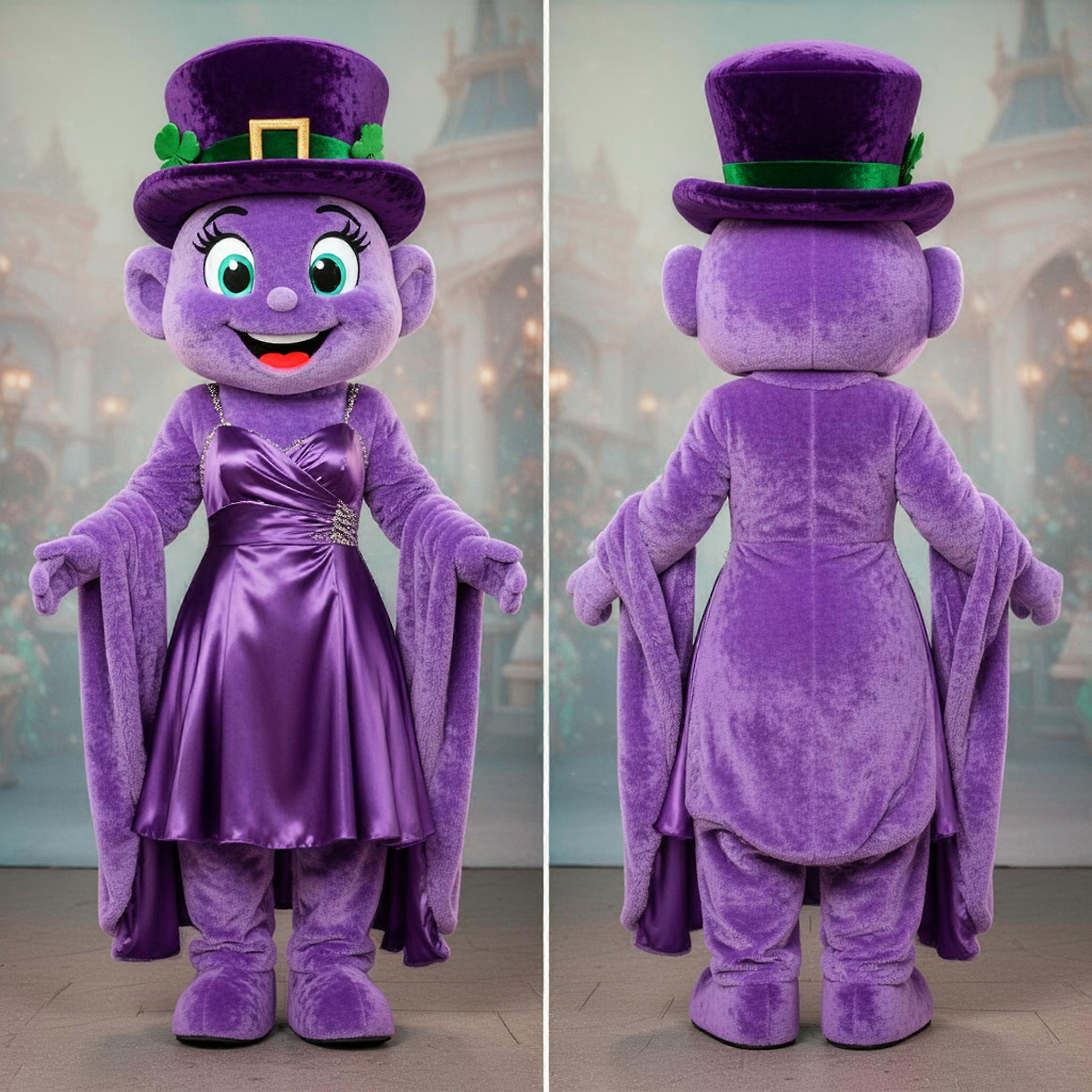 MASTICOT Purple Velvety Leprechaun Hat Mascot