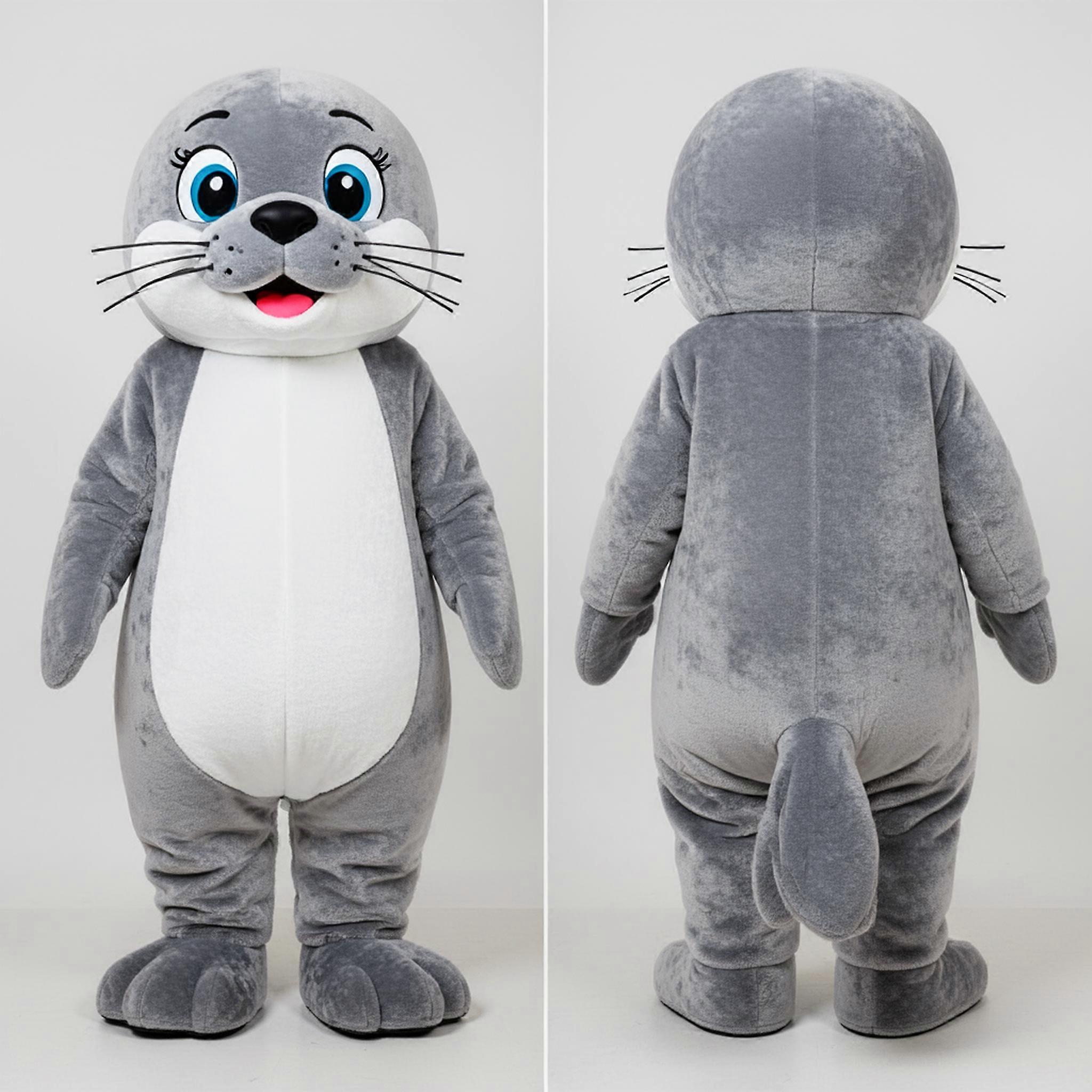 MASTICOT Silver Gray Cartoon Seal Mascot