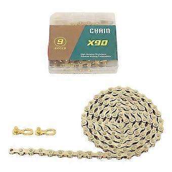 9 Speed Bicycle Chains Manganese Steel 9 Speed Chains compatible with Road Mountain Bike Gold