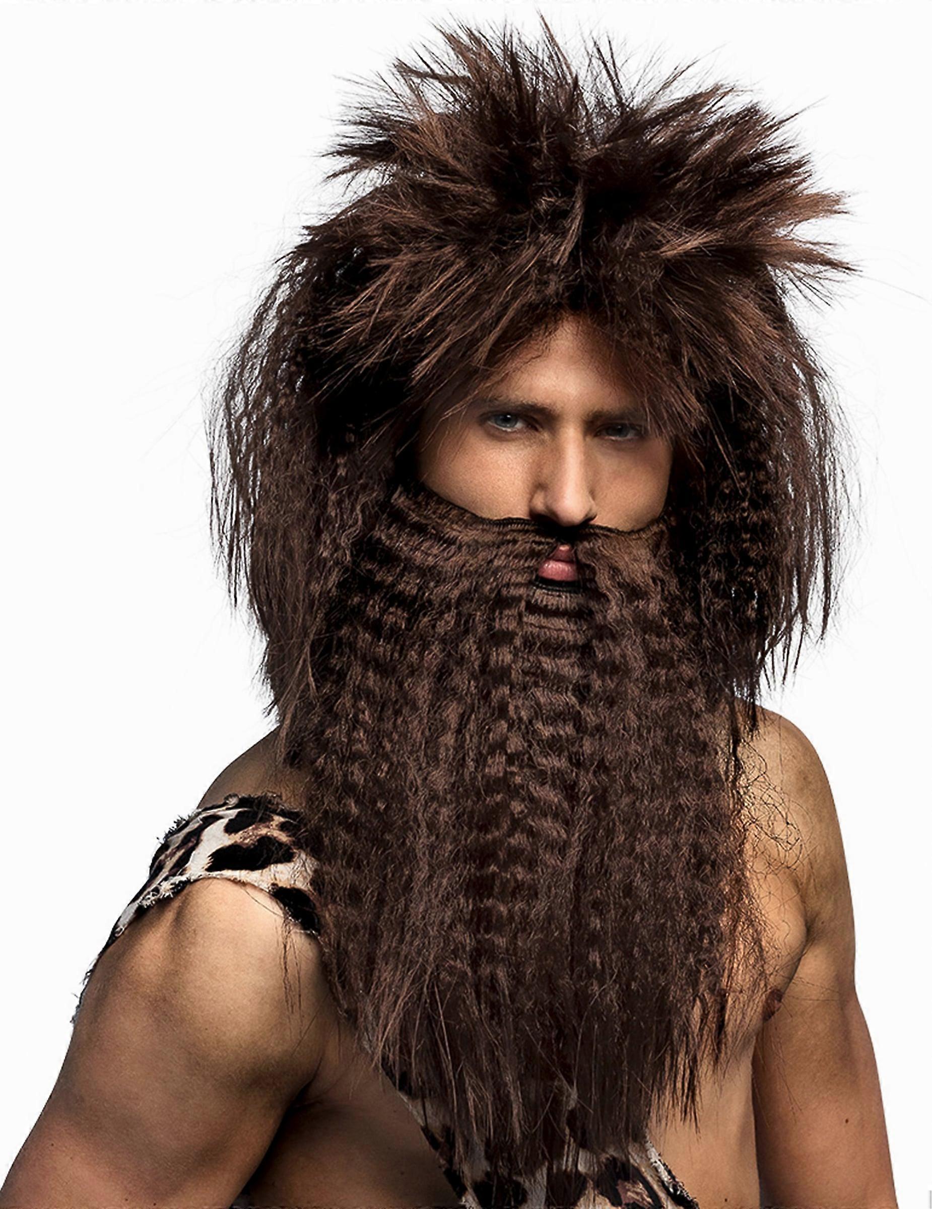 Brown caveman wig and beard