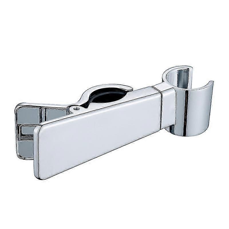Clip-On Hand Shower Holder Bracket, Adjustable Angle, Chrome Finish, Anti-Slip, No Tools Install, Compatible with 22-25mm Round Shower Rods, Silver