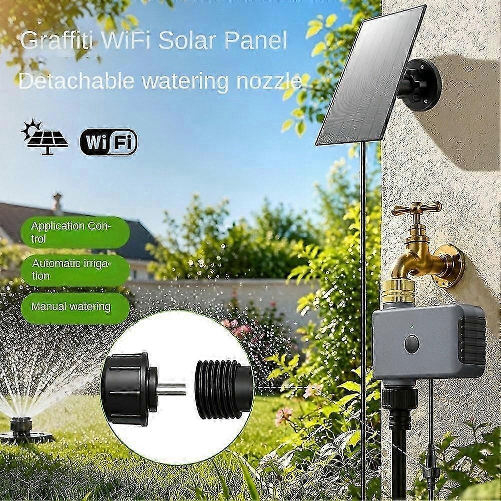 Solar WiFi Irrigation Timer Smart Irrigation System 2 Zone Timing Controller Programmable Timer Sprinkler for Garden,NPT