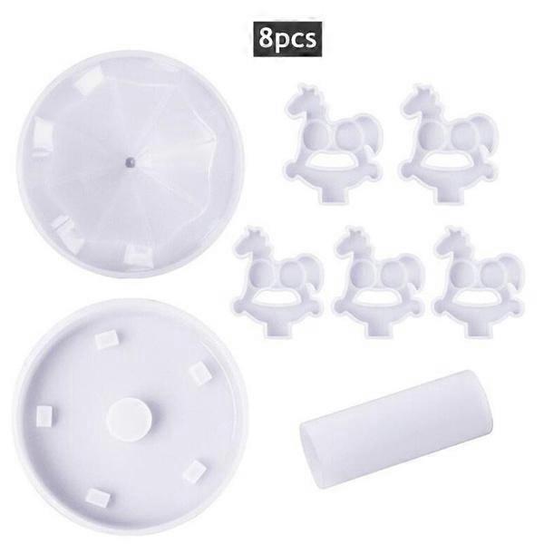 8pcs Silicone Casting Molds for Making Carousel Ornaments