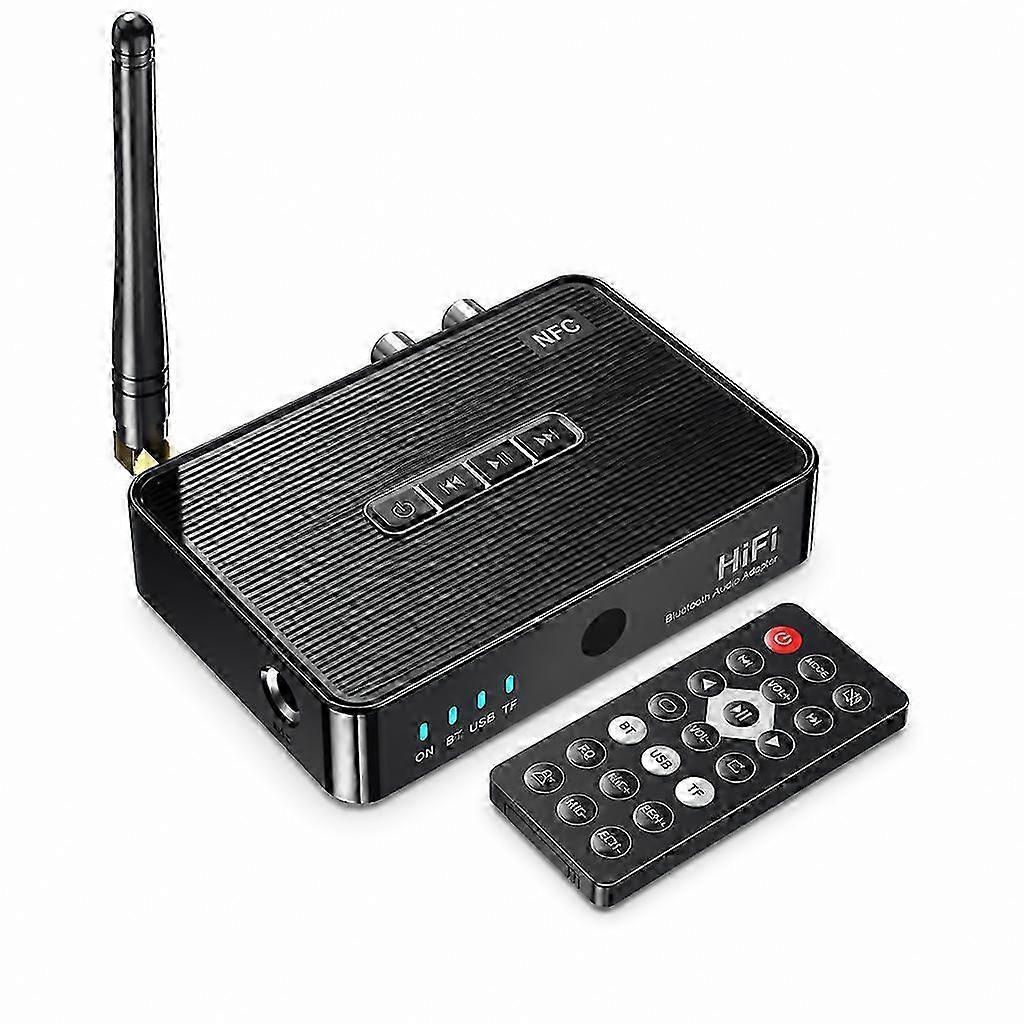 Bluetooth Audio Receiver 6.0 with 30 m Range, NFC, USB/TF Playback & IR Remote Control