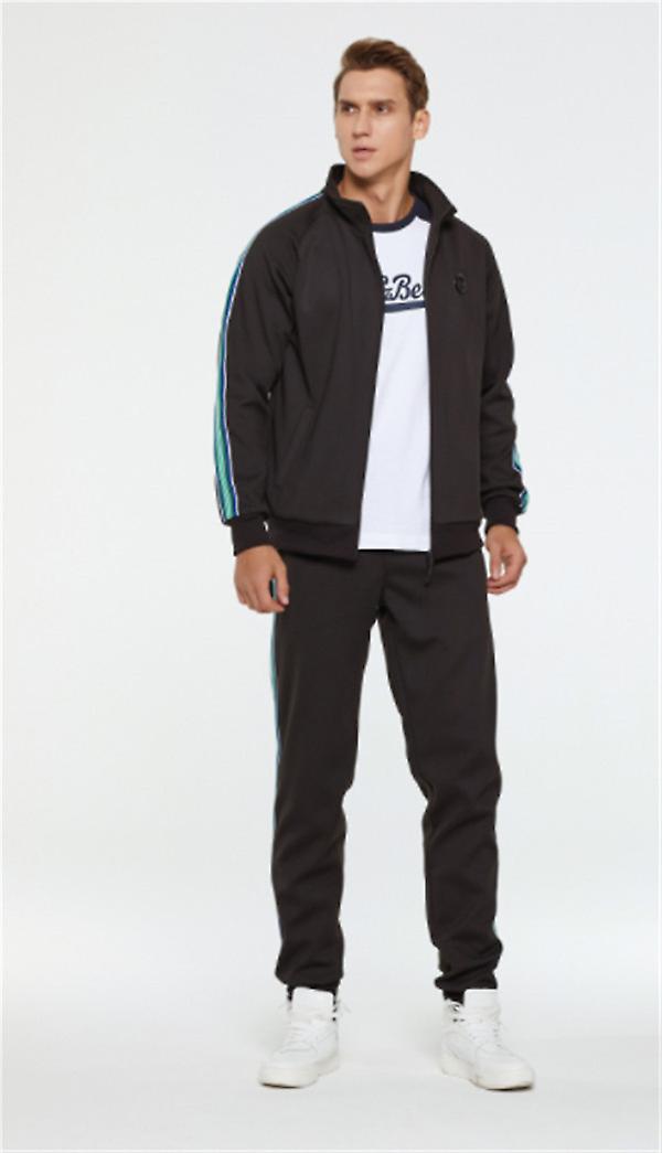 Fashion Brand Casual New Suit Men's Long Sleeve Sports Two Piece Zipper Contrast Print Line Fashion Brand Casual Comfort Suit