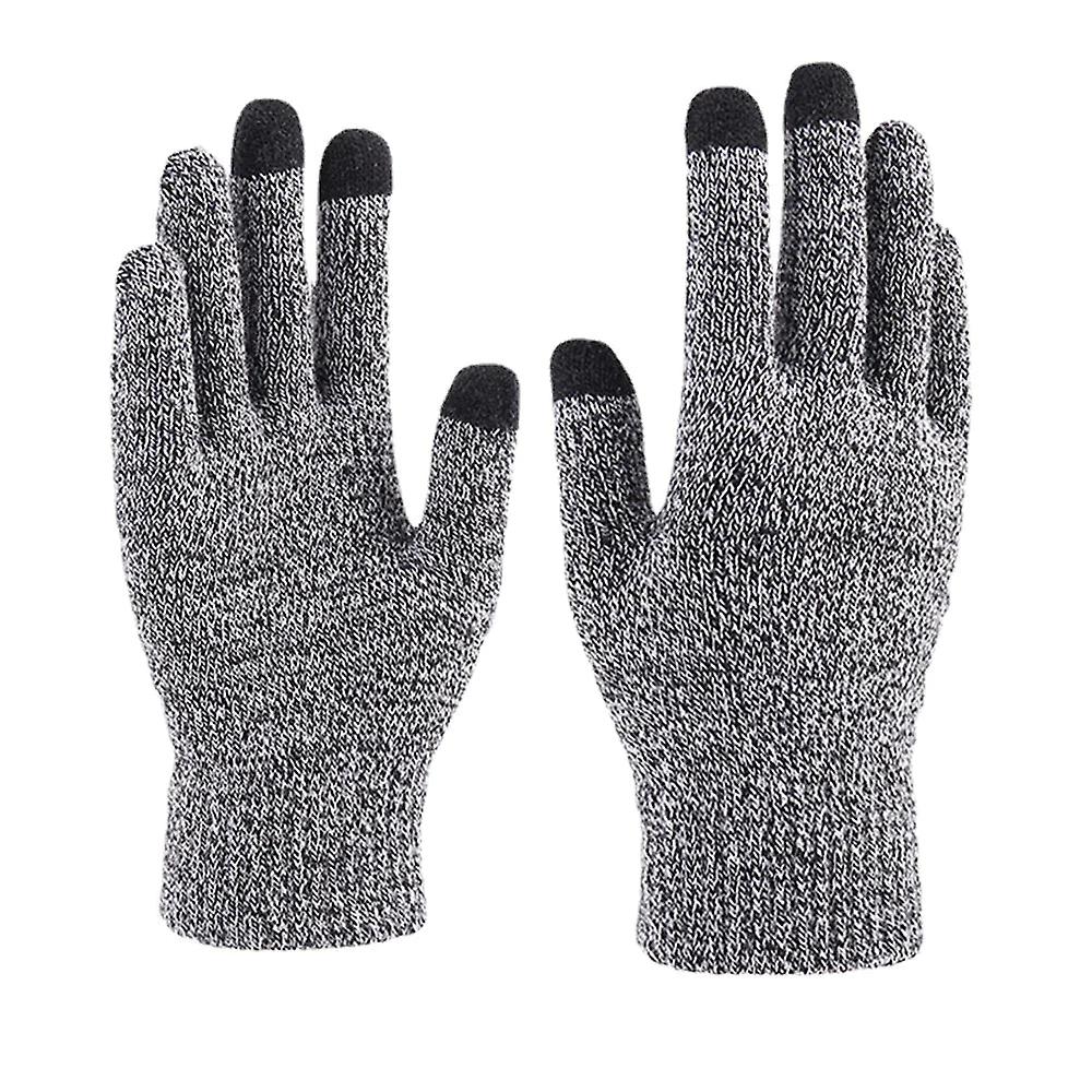 Men's Winter Warm Woolen Knitted Touchscreen Gloves - Full-finger, Thicken Velvet, Three-finger Touch Capability