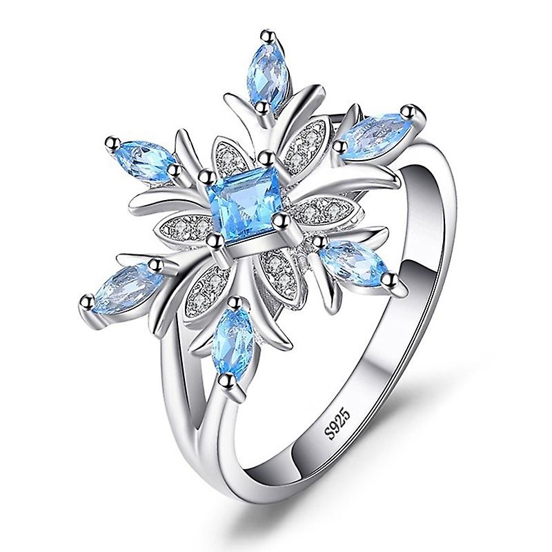 Snowflake Flower Blue Topaz Ring