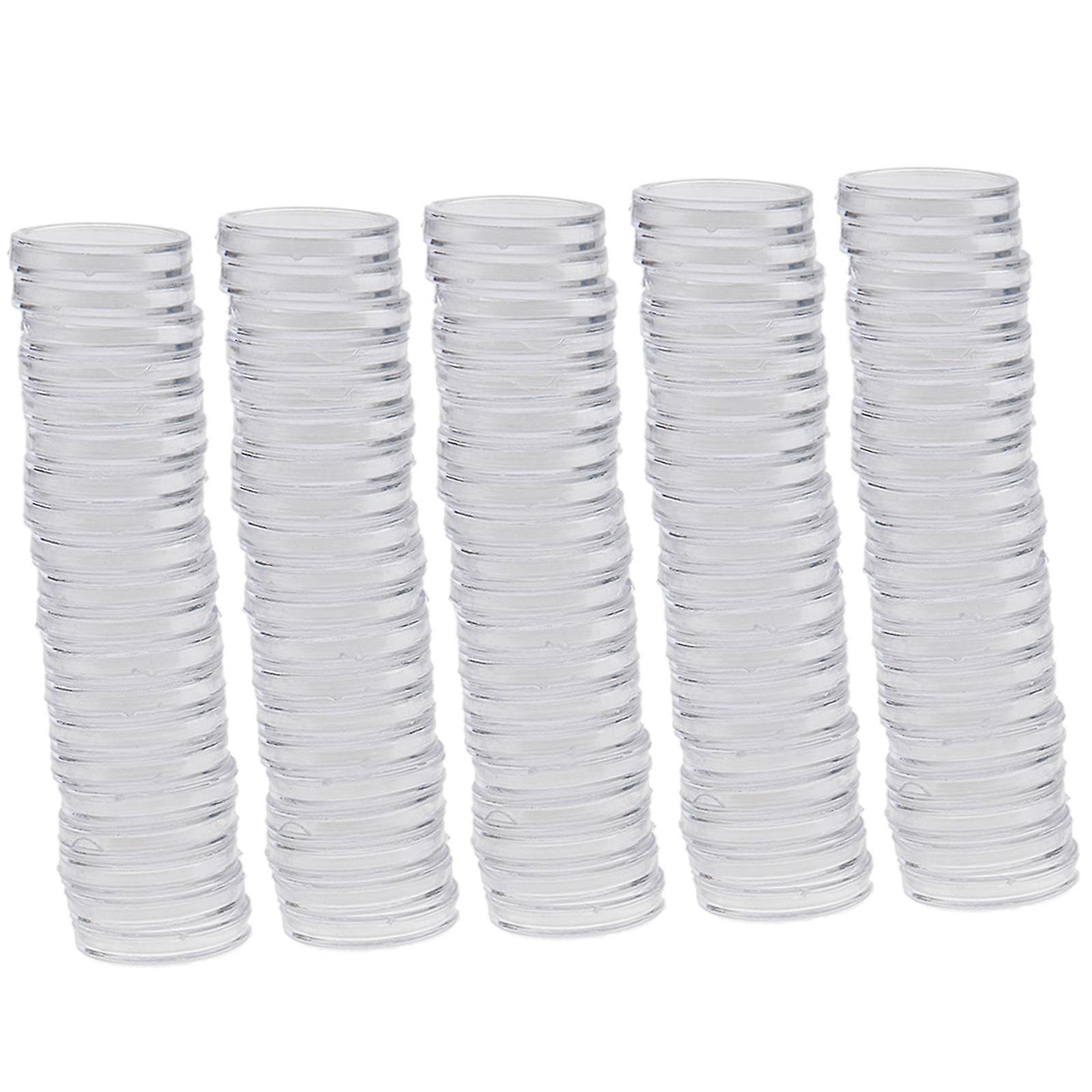 100pcs Clear Round Plastic Coin Capsules Container Storage Holder Case 22mm