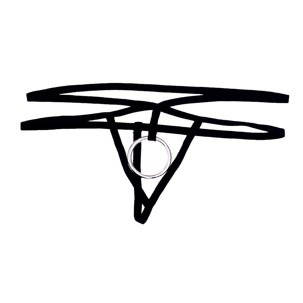 Mäns G String stringtrosor Underkläder med Mental O Ringar Svart