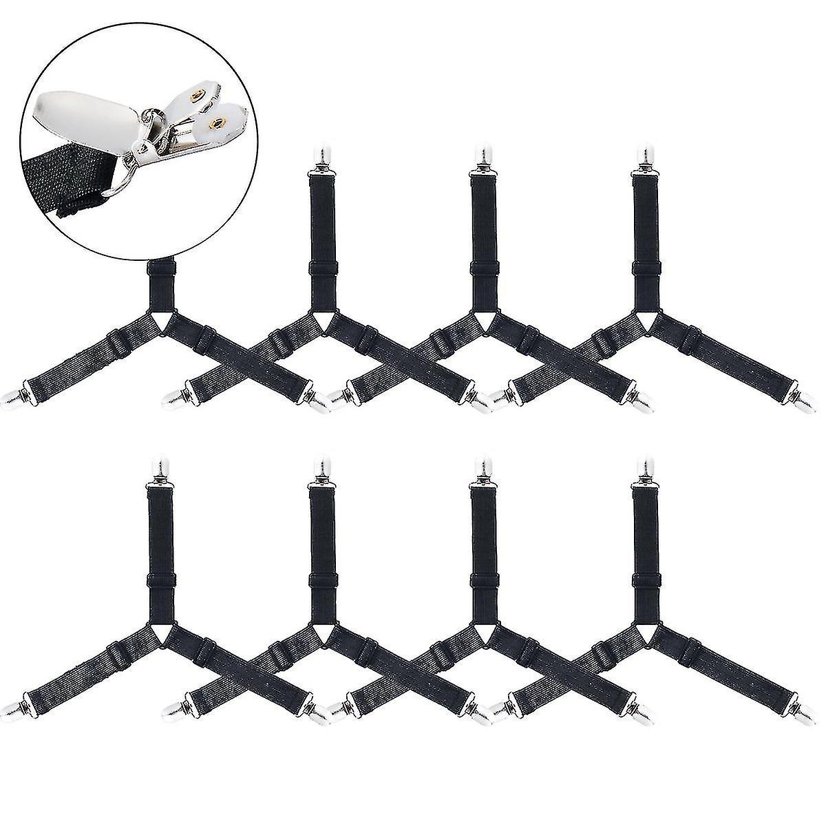 Bed Sheet Fasteners,8 Pcs Adjustable Triangle Elastic Suspenders