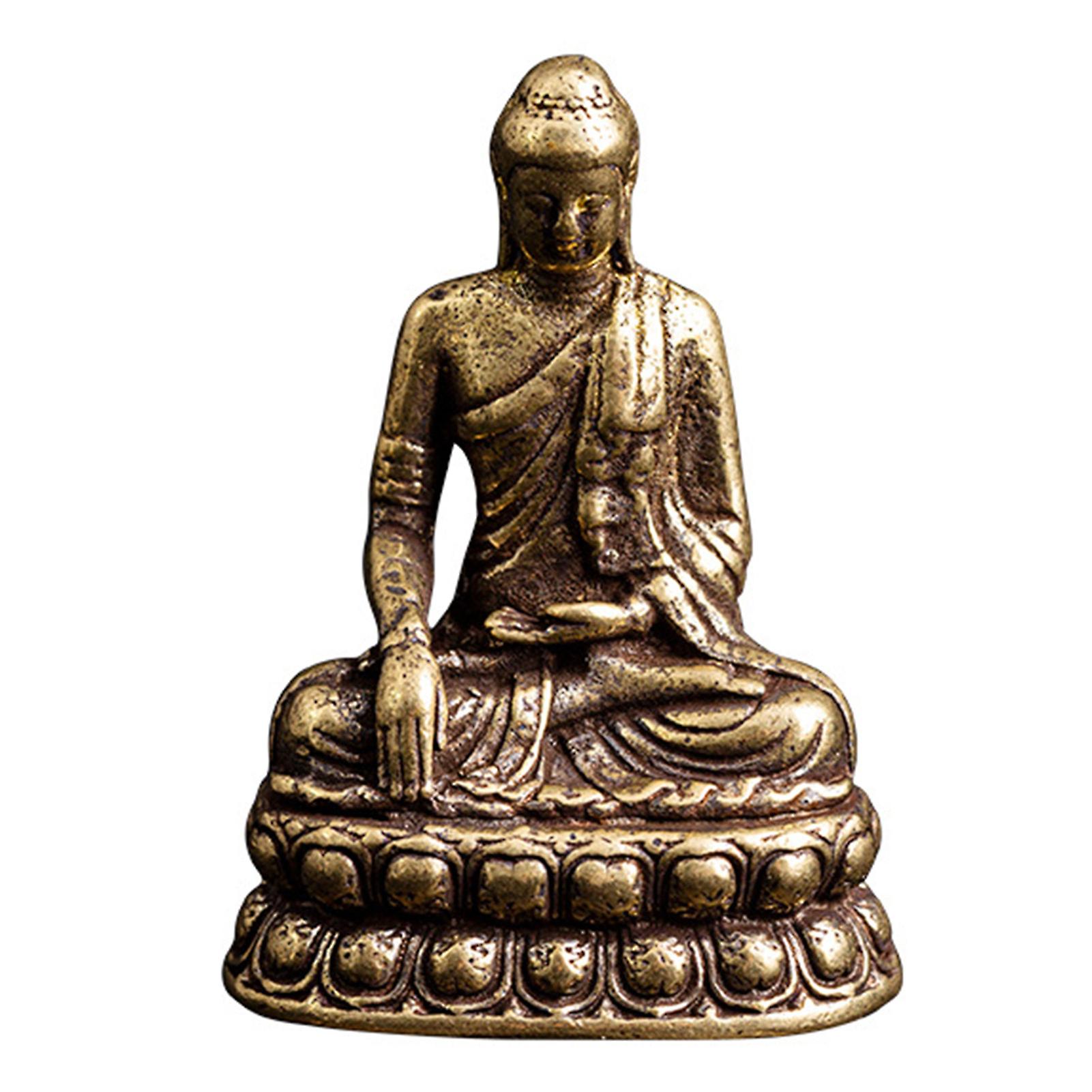 Brass Buddha Statue Ornaments Creative Craft Tabletop Statue Suitable For Office Wine Cooler Decor
