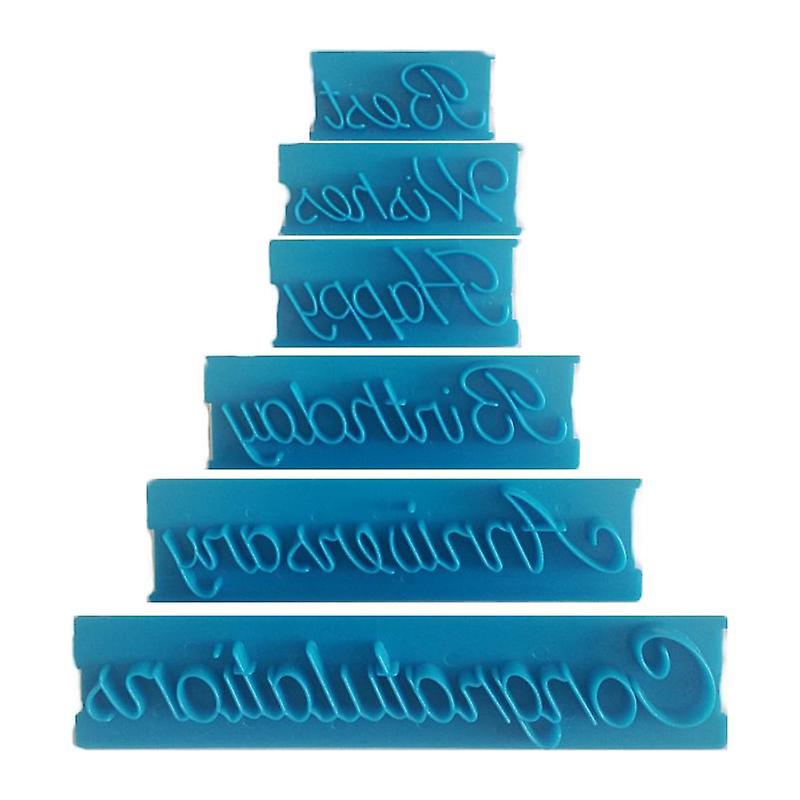 6Pcs/Set Fondant Mould Soft Non-stick Plastic Happy Birthday Cake Decoration Mold for Home