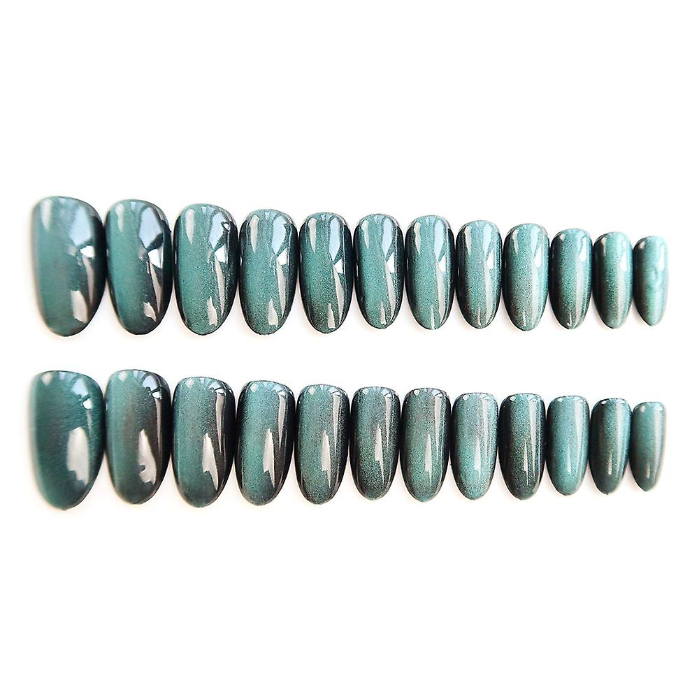 Glossy Fake Nail Diy Green Cats Eye