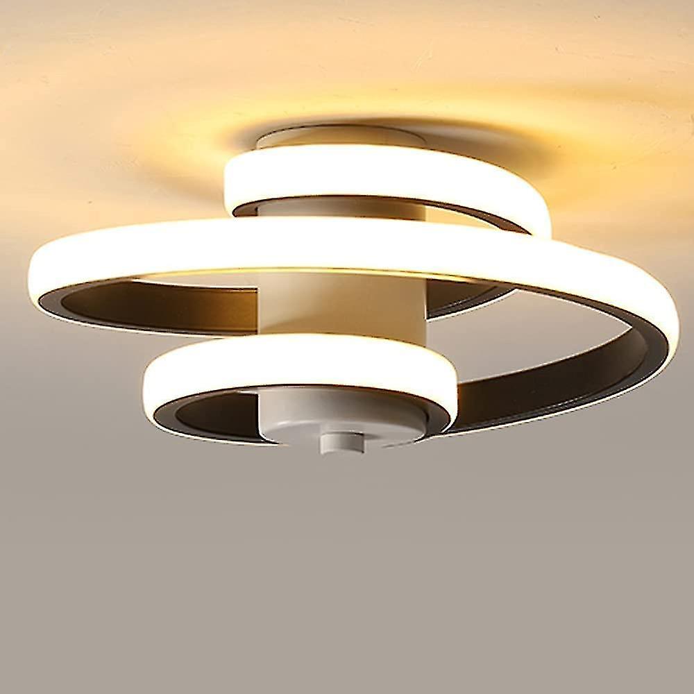 Modern Led Ceiling Light, 18w Spiral Shape Creative Design Ceiling Light, Metal Black Ceiling Light