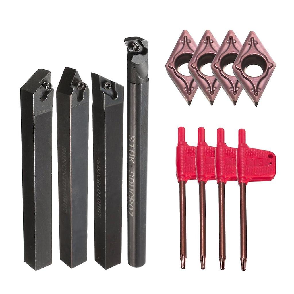 4pcs Lathe Turning Tool Holder+4Pcs DCMT0702 Inserts+ 4pcs T8 Wrenches Kit