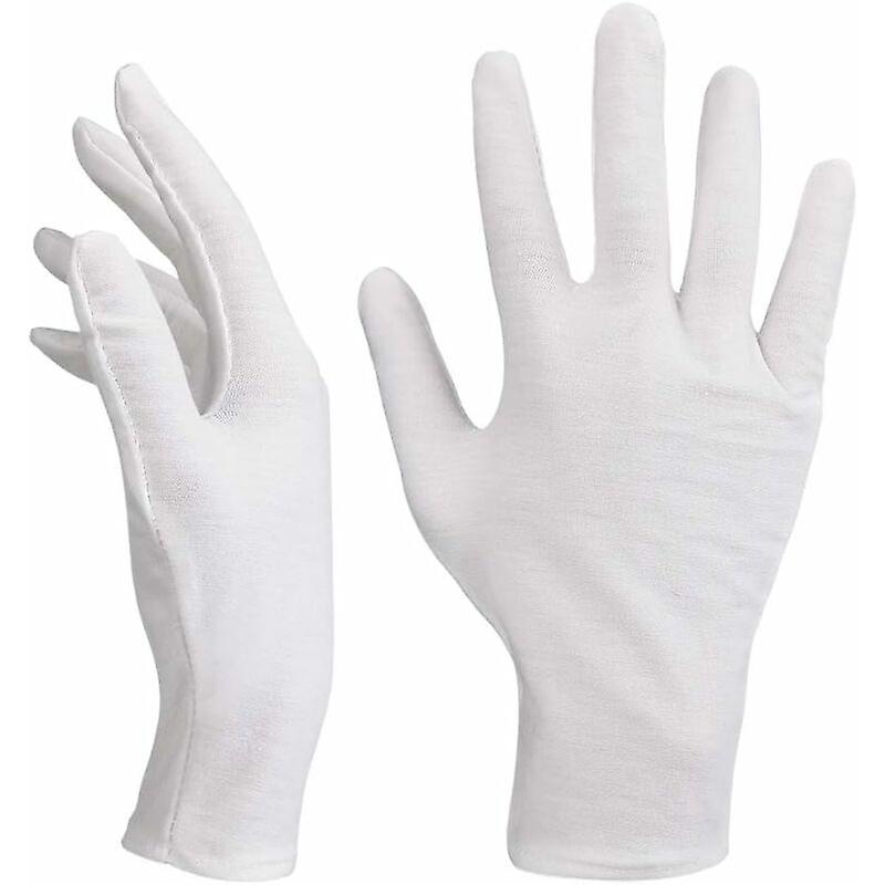 12 pares Guantes blancos Guantes de algodón suave