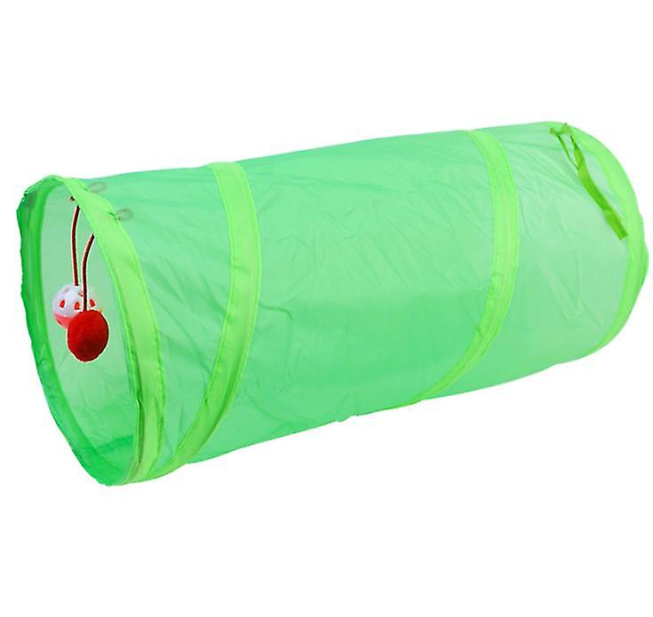 Green Collapsible Two-channel Cat Channel,cat Ringing Paper Funny Cat Toy Suit Az19794