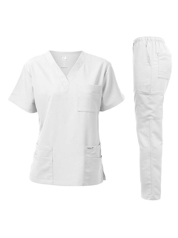 Women's Soft Comfortable Breathable Moderate Thickness Solid Medical Outfit Sets White