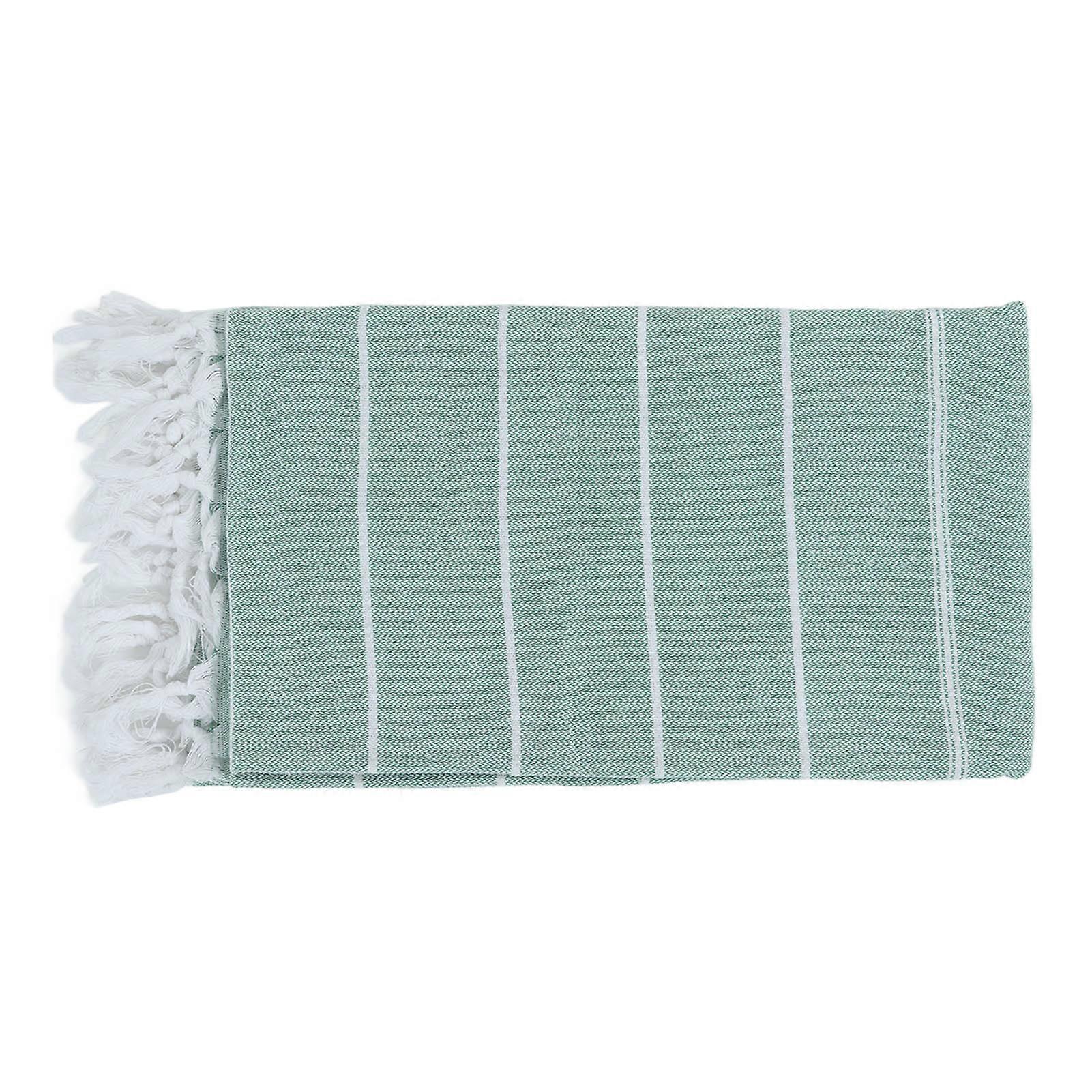 Stripe Beach Towel Extra Large Size Shawl Towel with Tassel for Travel Camping Gym Swimming PoolGreen