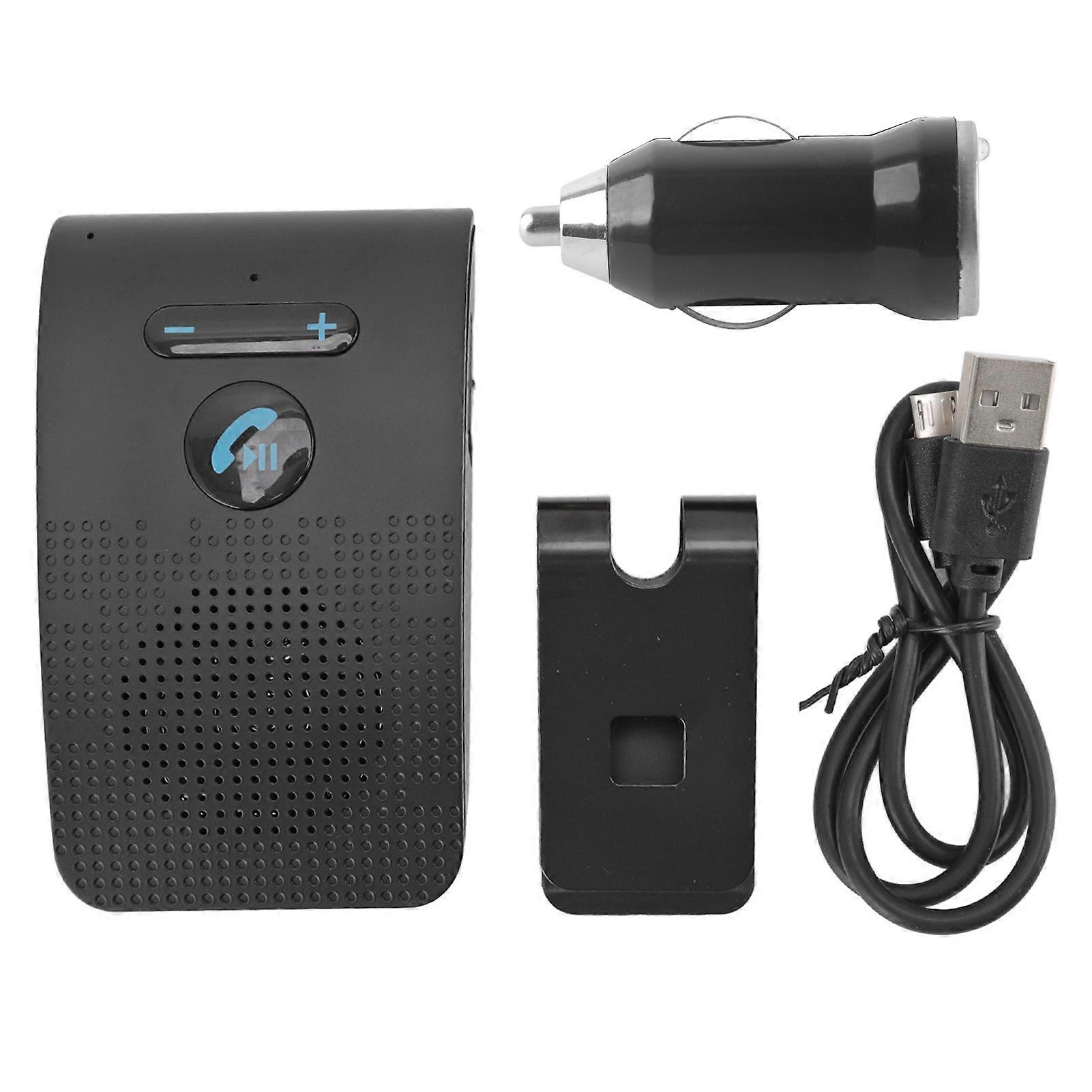 Car Bluetooth Speakerphone Wireless Handsfree Sun Visor Receiver Adapter with MP3 Player and Back Clip for Easy Installation