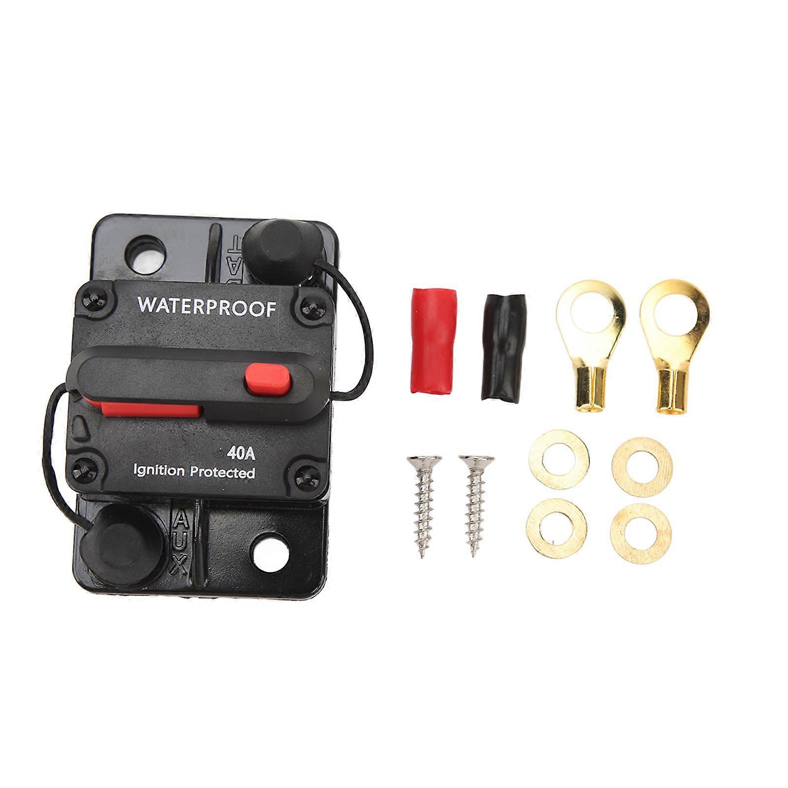Car Audio Circuit Breaker 12V Waterproof Manual Reset with Fuse for Stereo System 40A