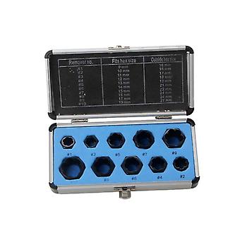 Broken Nut Extractor 10-piece Set Aluminum Box Broken Wire Bolt Extractor Head Take Hexagon Screw Tool Short Paragraph