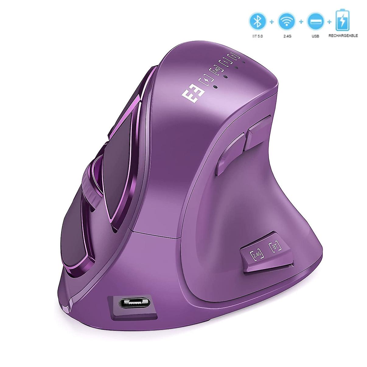 Ergonomic Bluetooth Mouse Wireless Vertical Mouse Rechargeable Optical Mice for Multi-Purpose Compat
