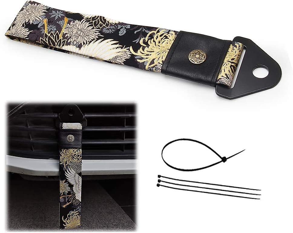 Personalize Tow Strap,Car Modification Sports Trailer Belt with Combination of Ancient Japanese Antiquity Element and The Waves Traction Rope Trailer