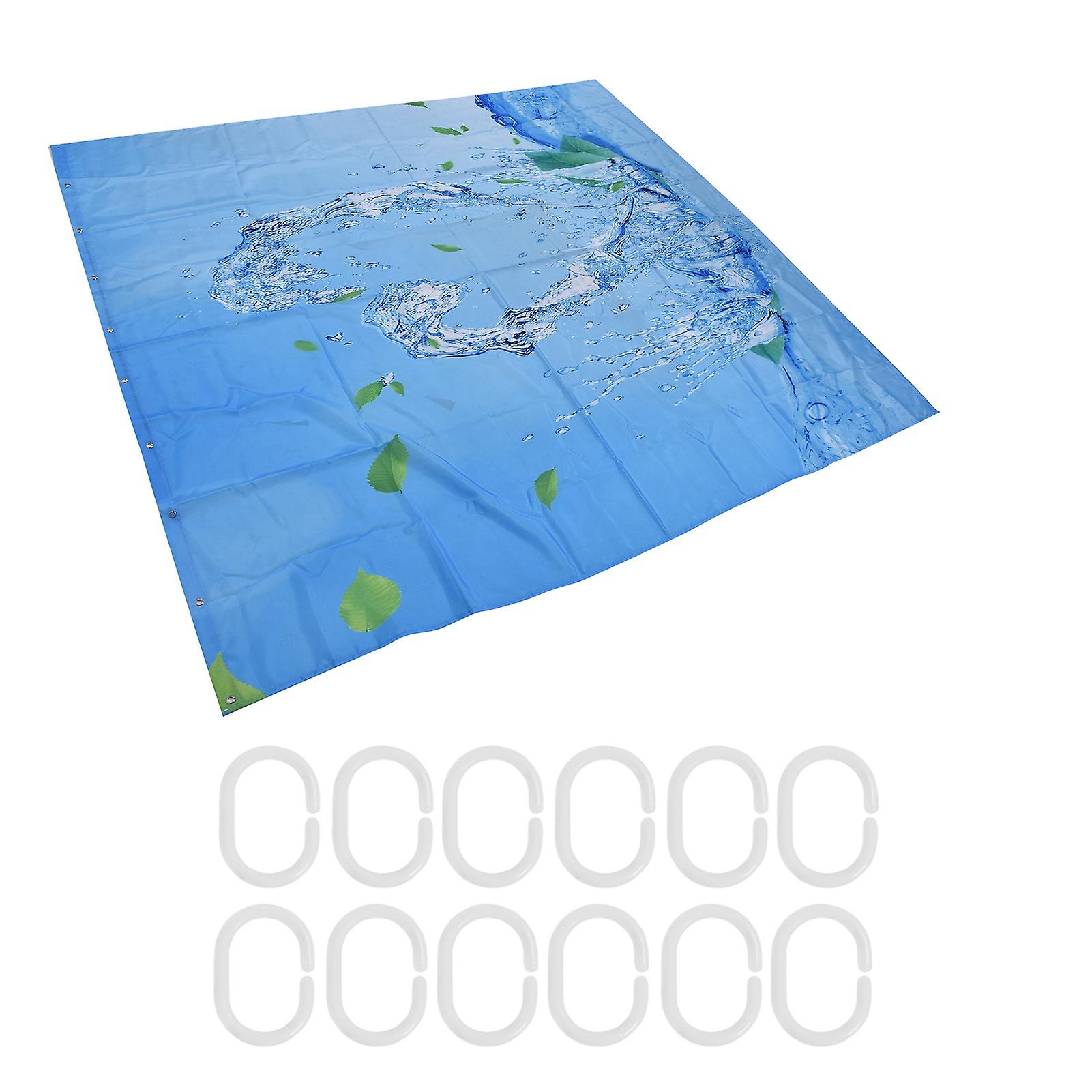 Waterproof Polyester Shower Curtain 180x180cm Blackout with Hooks