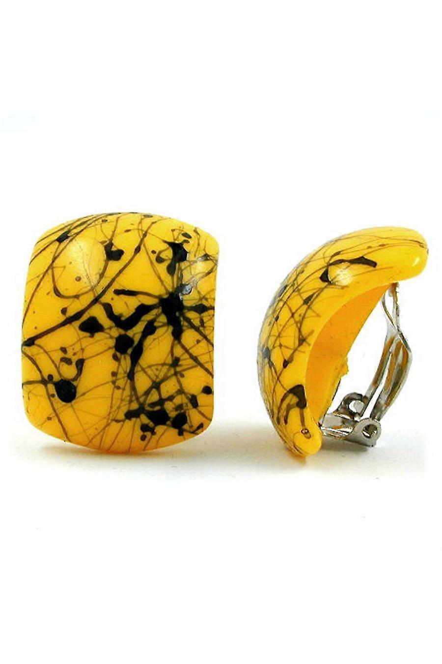 Clip-on Earring Yellow Black - Gl01837