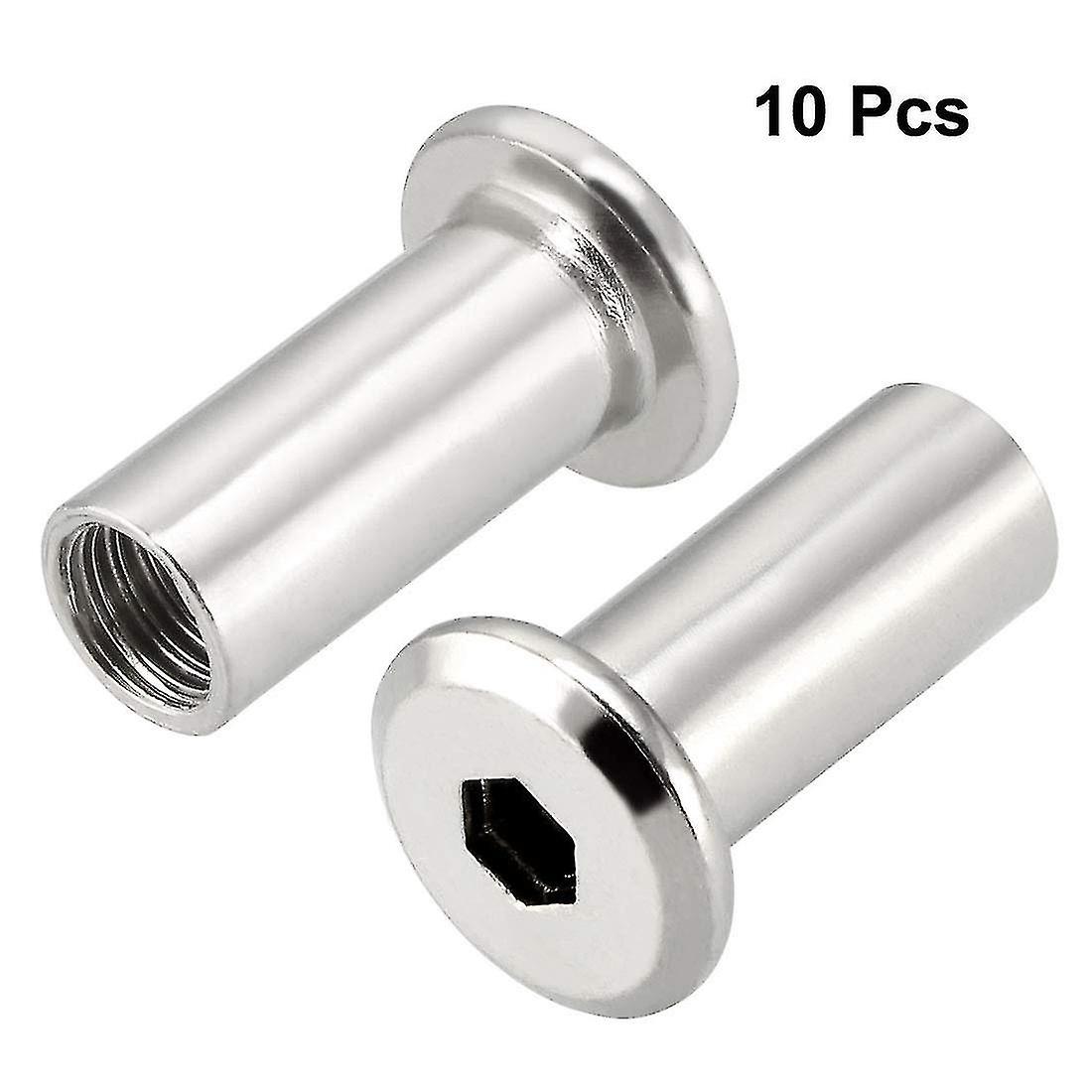 M8x20mm sekskanthode hode Sett inn mutter skruestolpe hylsemutter for møbler 10 stk