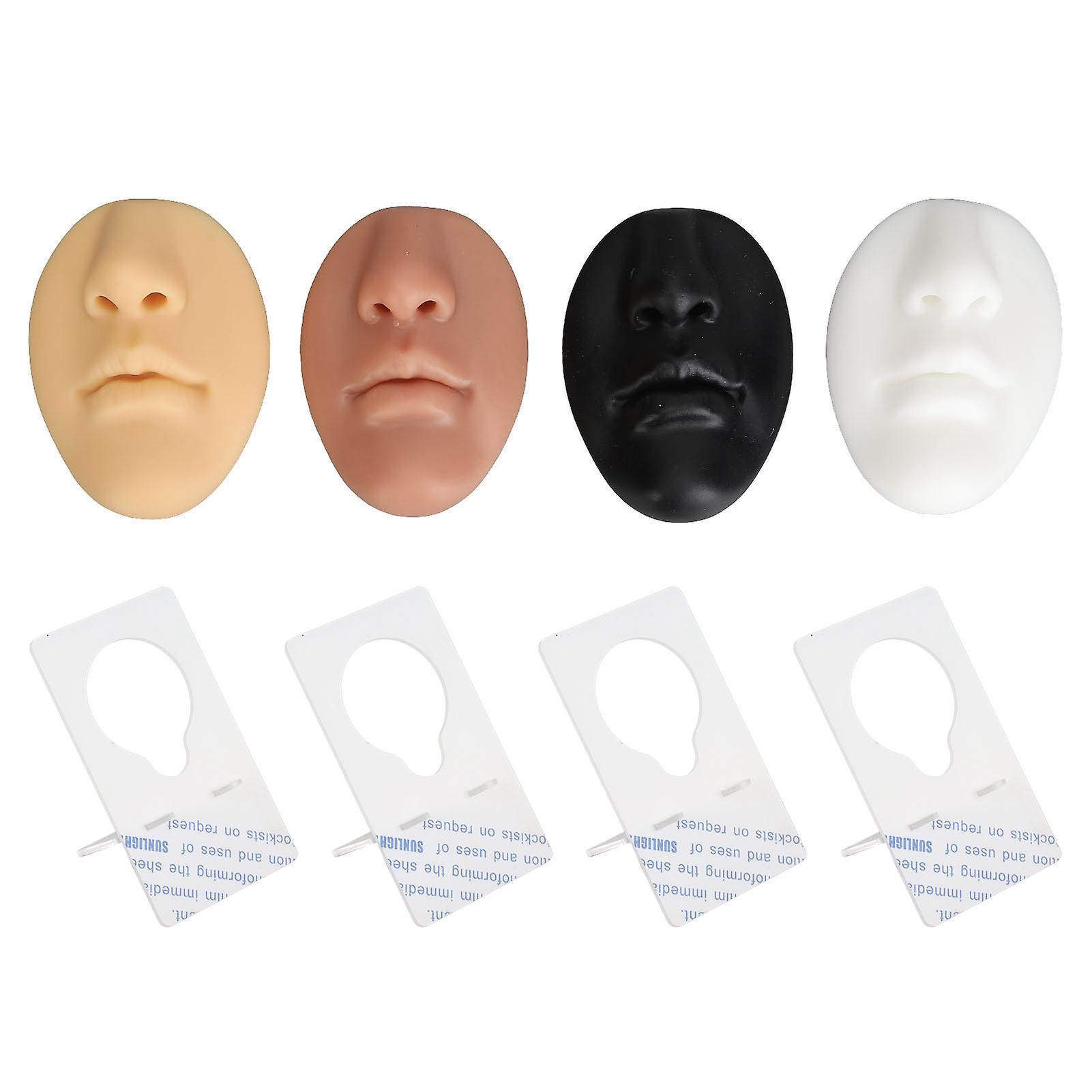 4-Color 3D Silicone Piercing Display Model with Acrylic Stand for Nose and Mouth Jewelry