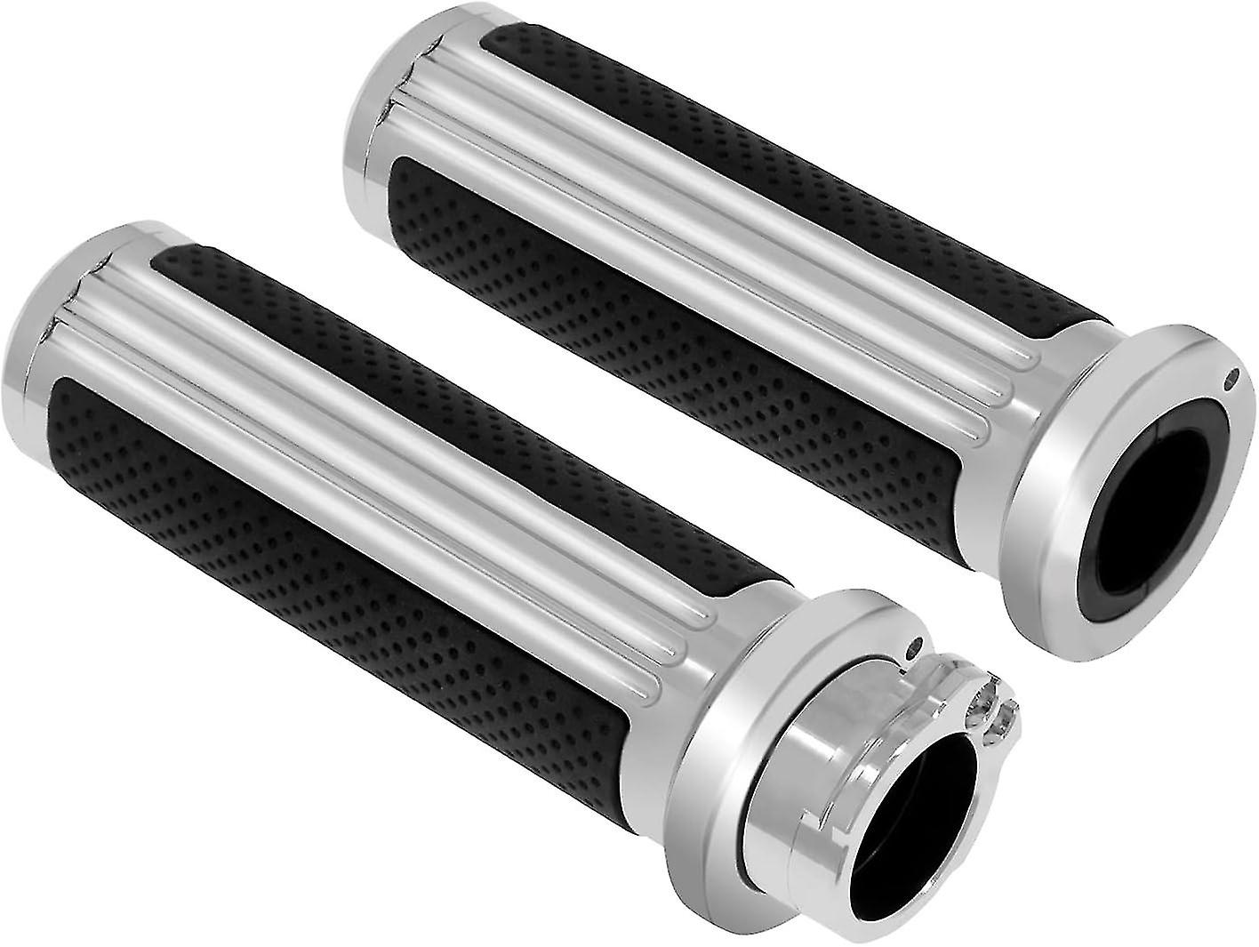 Black 1 Inch 25 Mm Round Holes Hand Grips Motorcycle Cruiser XL FL Chopper Touring Custom Bobber Cafe Racer
